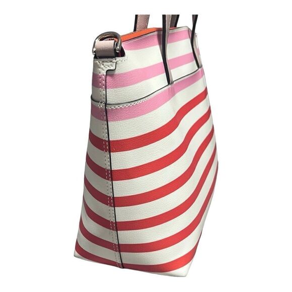 AUTHENTIC KATE SPADE ♠️ NEW YORK PATRICE TROPICAL STRIPE pink & orange tote bag - Picture 4 of 10